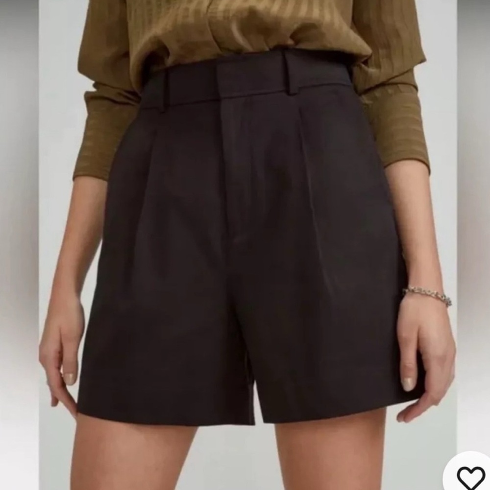 Mango Black High Waist Tailored Shorts M
